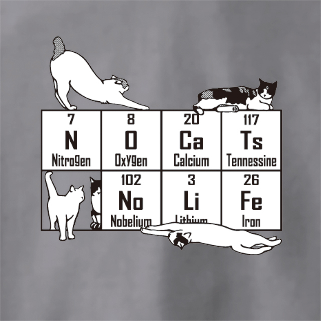 元素ならべ ネコパーカー グレー　背面プリント柄
