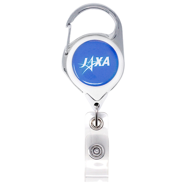 【JAXAロゴグッズ】JAXAロゴ カラビナリールクリップ　カラー[ホワイト・ブルー・ブラック]