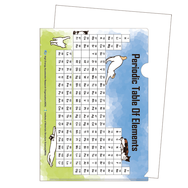 KEKグッズ】元素ならべネコ元素周期表クリアファイル 青空 (英語）