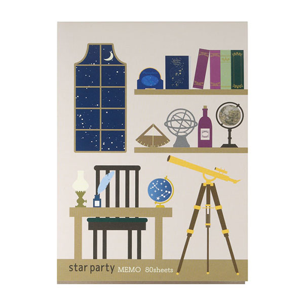 【Star Party Goods】メモ帳(天文学者の部屋柄)