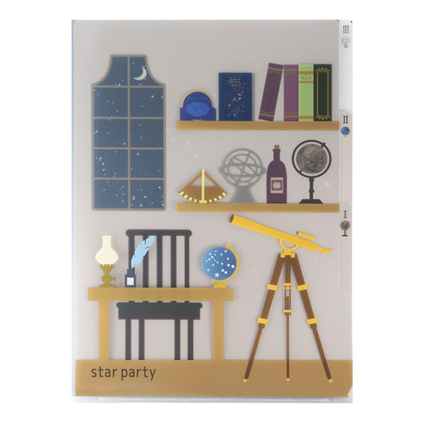 【Star Party Goods】3Pクリアフォルダ A4(天文学者の部屋柄)