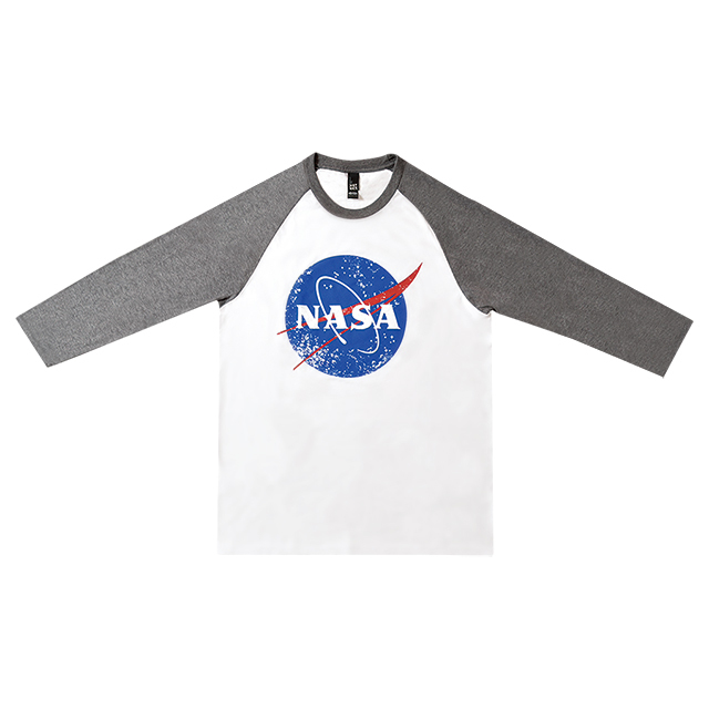 NASAグッズ】NASAロゴ入りベースボールシャツ[カラー：ホワイトグレー]