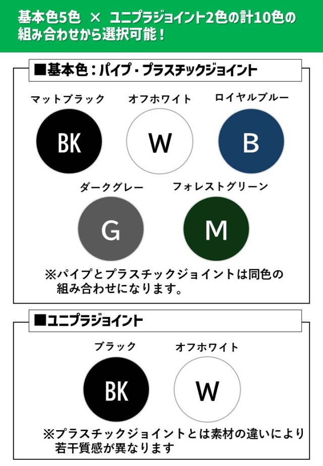 色の組み合わせは10パターン