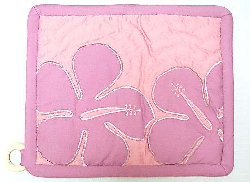 【在庫処分セール品・メール便送料無料】ハワイアン鍋敷き/ポッドホルダー/ピンクハイビスカスUN