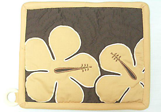 【アウトレットSALE品・メール便送料無料】ハワイアン鍋敷き/ポッドホルダー/ハイビスカスブラウンU