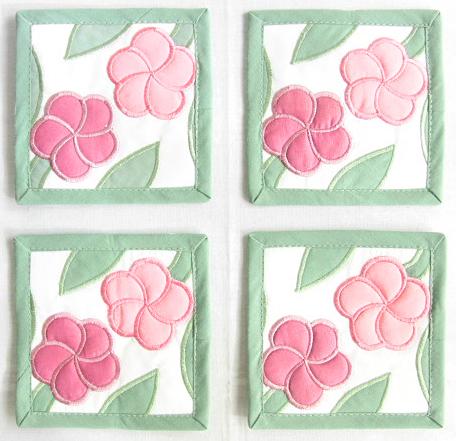 【ハワイアン雑貨・最安値を目指します】ハワイアン・コースター【4枚セット】/プルメリアMC9