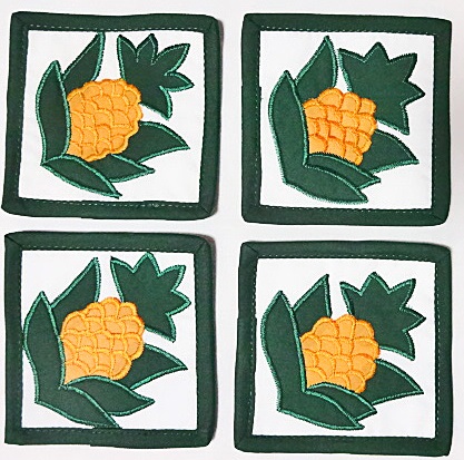 【ハワイアン雑貨・最安値を目指します】ハワイアン・コースター【4枚セット】/パイナップルMC9