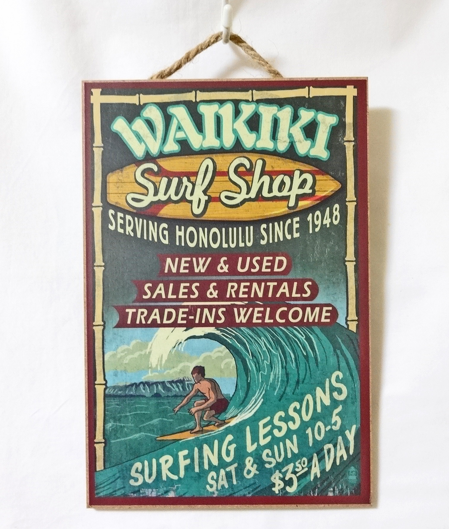 【1点商品】ハワイアン看板・ウッドプレート/WAIKIKIサーフショップ