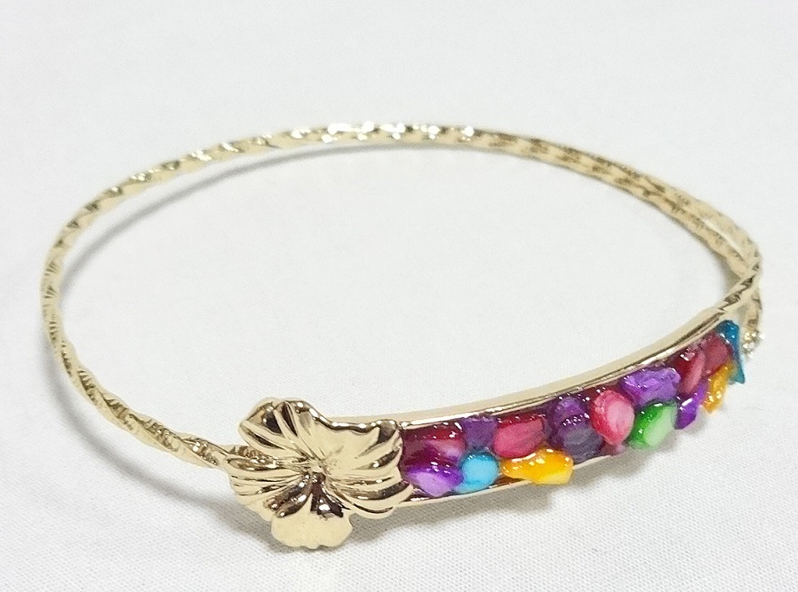 【メール便・送料無料】ハワイアン・オーノヒハイビバングル/ゴールド