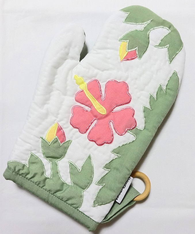 【メール便・送料無料】ハワイアン鍋つかみ/オーブンミット/ピンクハイビスカスMC