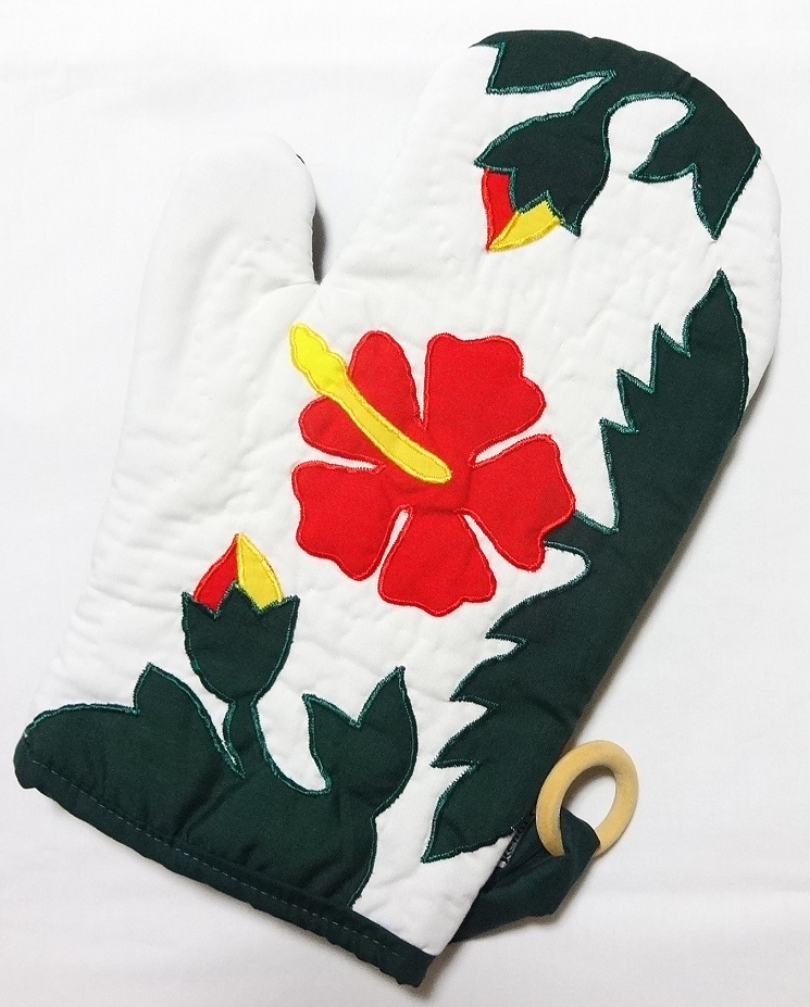 【メール便・送料無料】ハワイアン鍋つかみ/オーブンミット/レッドハイビスカスMC