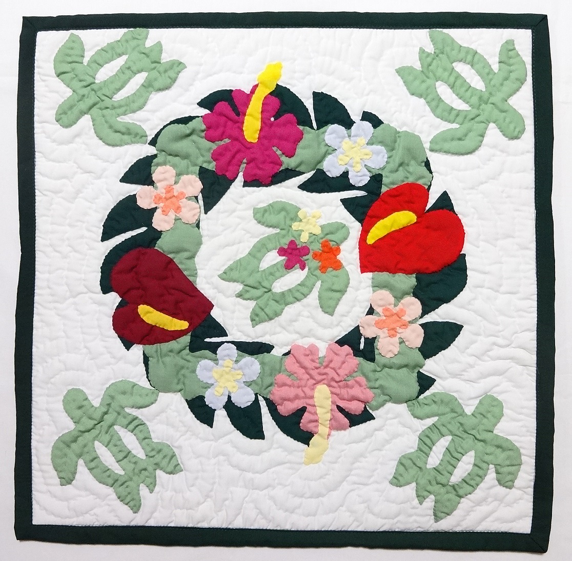 【メール便・送料無料】ハワイアンキルトクッションカバー/アロハリース