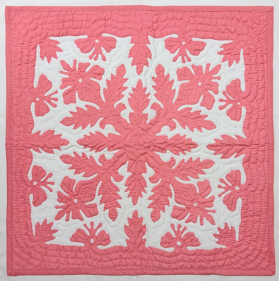 ハワイアンキルトタペストリー/壁掛け/ピンクハイビスカス