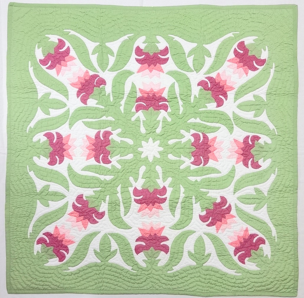 ハワイアンキルトタペストリー/壁掛け/ピンクグズマニアMC/ラージサイズ