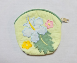 【1点商品】ハワイアンコインポーチ/ハイビスカス黄緑
