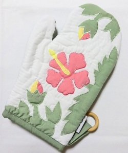 【メール便・送料無料】ハワイアン鍋つかみ/オーブンミット/ピンクハイビスカスMC