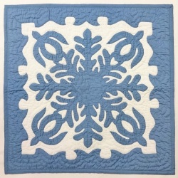 ハワイアンキルトタペストリー/壁掛け/ブルーホヌ