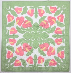 【送料無料】ハワイアンキルトタペストリー/壁掛け/ピンクアンスリウムMC・ビックサイズ