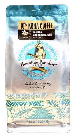 ハワイアンパラダイスコーヒー/バニラマカダミアナッツ/10%KONA 粉タイプ（198g）