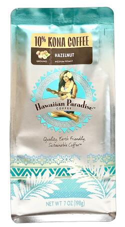 【1袋あたり1100円】ハワイアンパラダイスコーヒー/ハワイアンヘーゼルナッツ/10%KONA粉タイプ(198g)×12袋セット