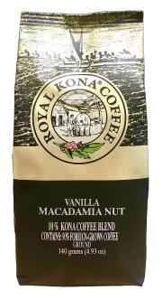 【11月から140gにリサイズされました】ロイヤルコナコーヒー/バニラマカダミア/10%KONA粉タイプ(140g)