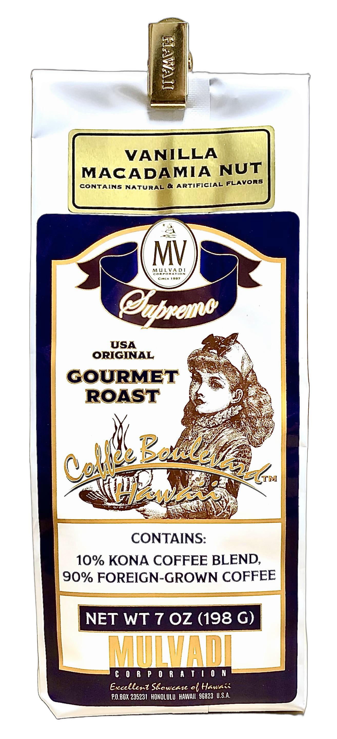 マルバディコーヒー/バニラマカダミア/10％KONA・粉タイプ7oz(198g)