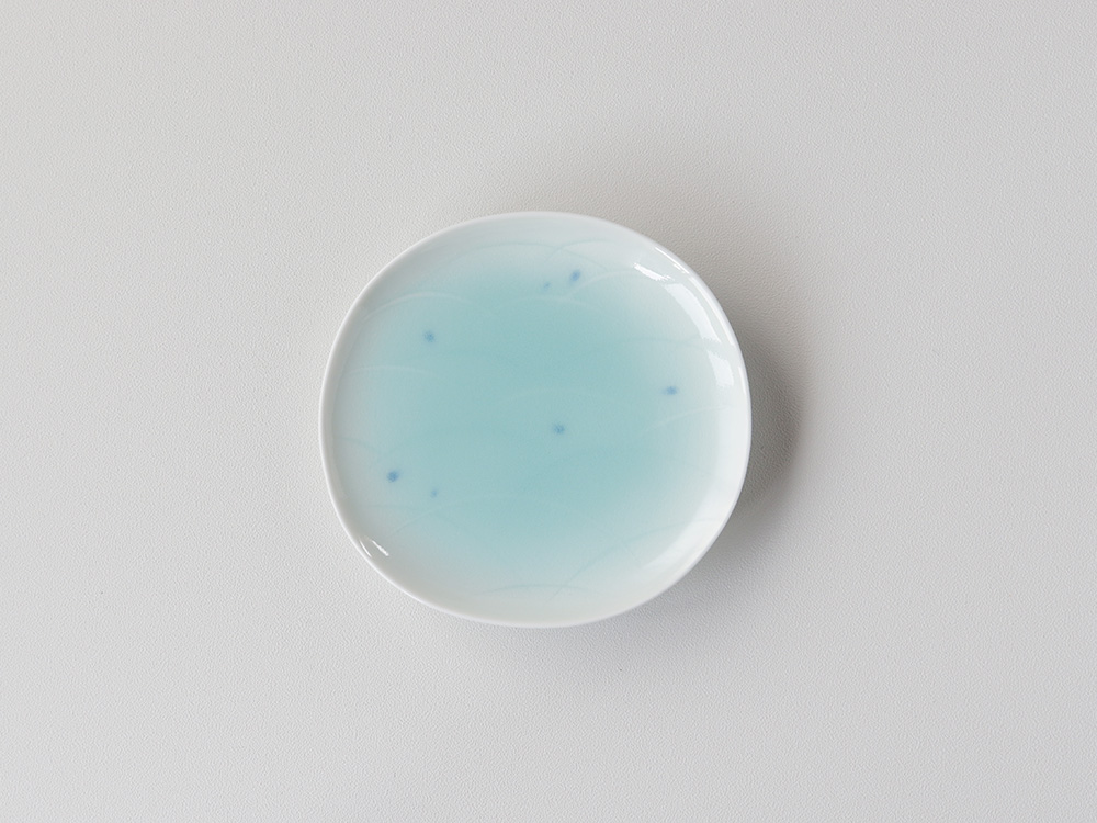 【デッドストック】有田焼 青白磁 水玉 取り皿