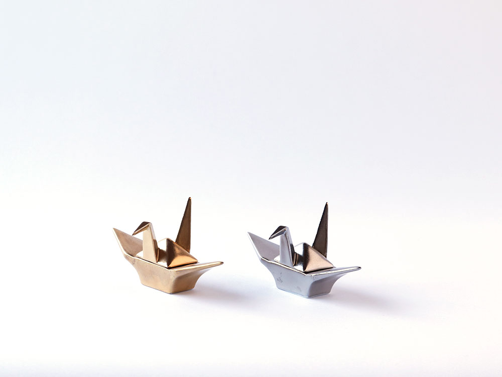 デッドストック 折鶴 金銀 蓋物 有田焼