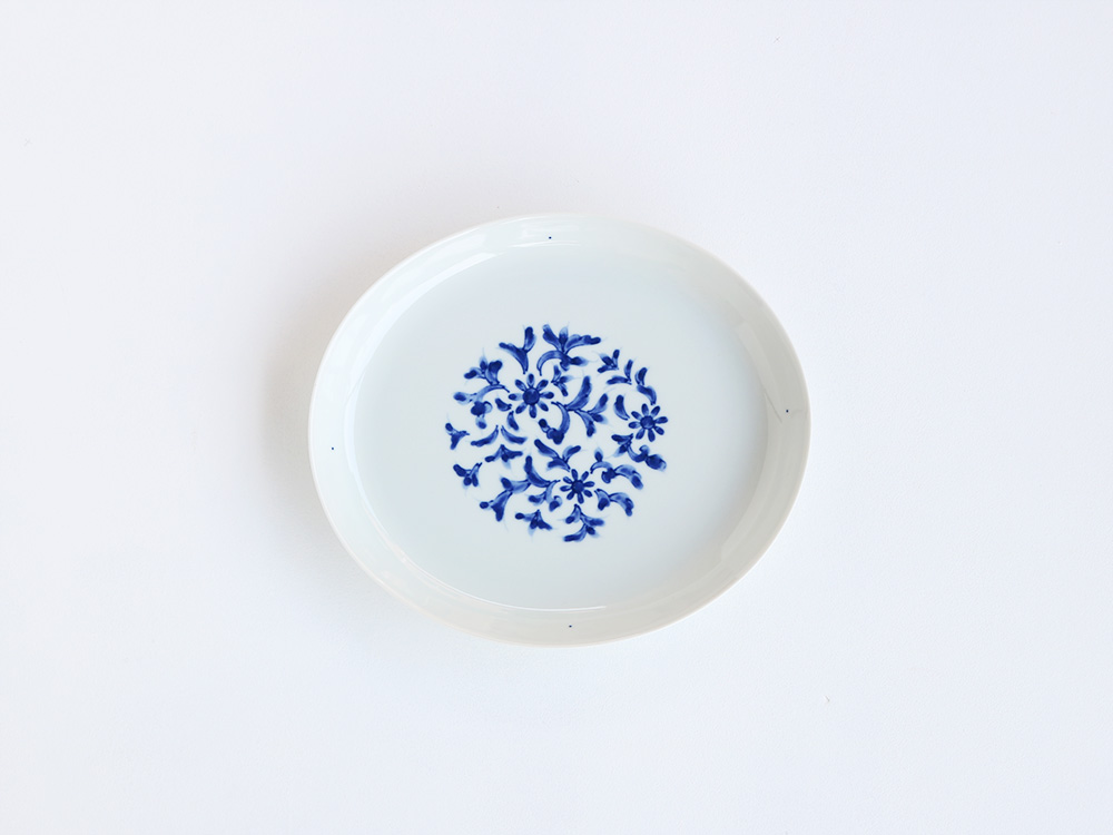 染付 遊唐草 楕円プレート 小 有田焼