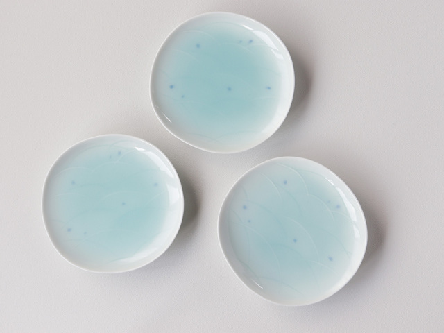 デッドストック】有田焼 青白磁 水玉 取り皿 産直！有田焼 波佐見焼
