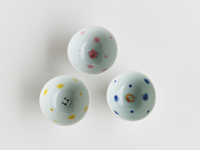 ボタン柄の皿 こども楕円皿 サクランボ柄 ミニ小皿 吉田焼,吉田,磁器,Made in