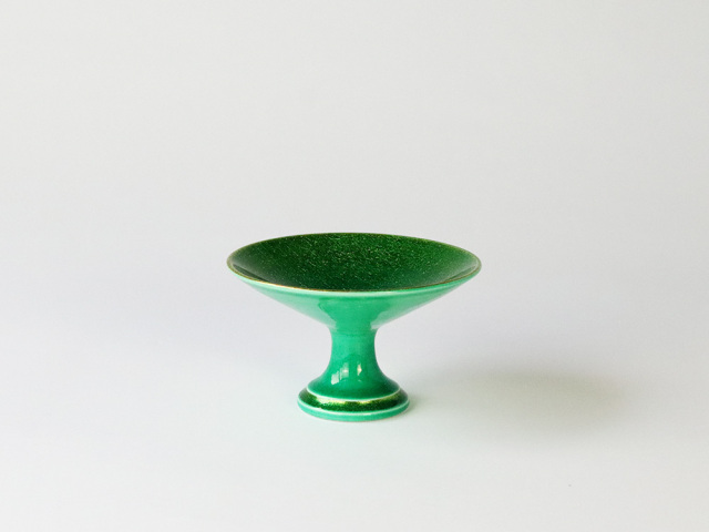 デッドストック グリーン 金彩 高台皿