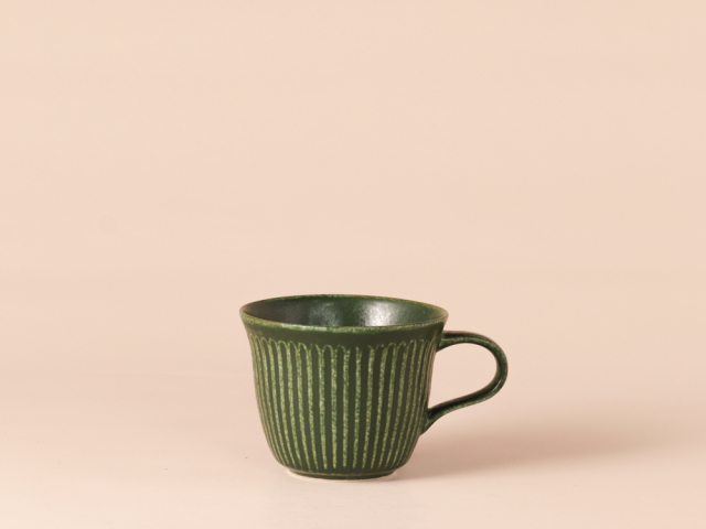 深緑釉 しのぎマグカップ 有田焼