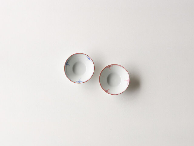 朱線/ごす線 瓔珞紋（ようらくもん） 反り小付 波佐見焼