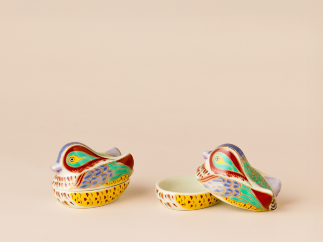 デッドストック おしどり 蓋物 有田焼