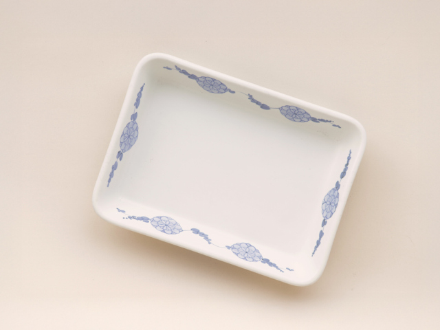 【オーブンOK！】 染付花唐草 角バット 波佐見焼