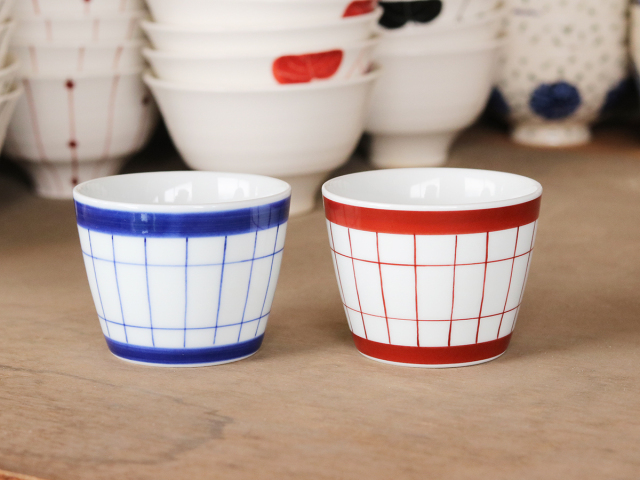 呉須巻・朱巻 格子 カップ 波佐見焼