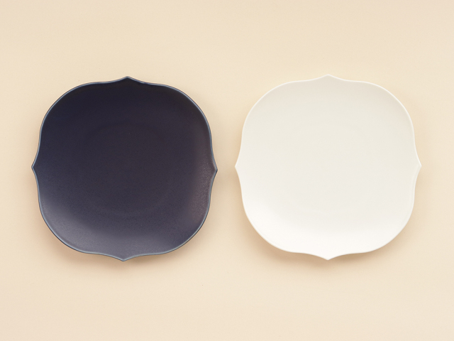 色釉薬 桔梗型23cm プレート 波佐見焼