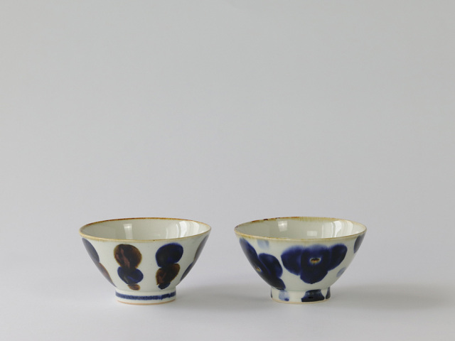 藍花・流れ水玉 お茶碗 波佐見焼 産直！有田焼 波佐見焼 SPECIAL THANKS