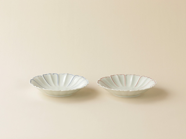 朱線 ゴス線 花形 5.5寸皿 有田焼