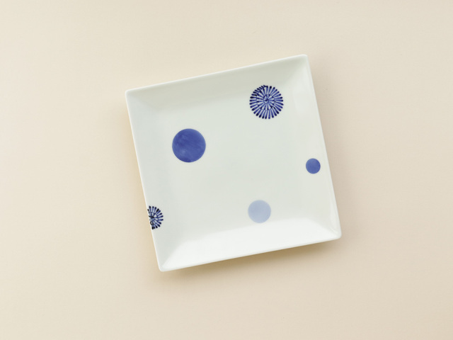 染付 陶花紋 6寸正角皿 有田焼