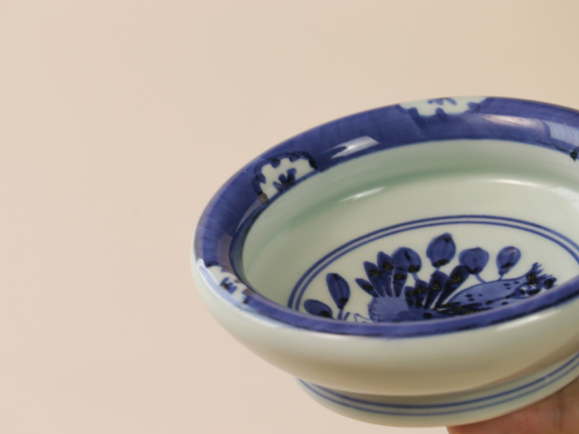 デッドストック 染付 丸縁 花鳥 小鉢 有田焼