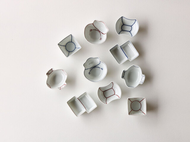 紅/染付 小付 波佐見焼