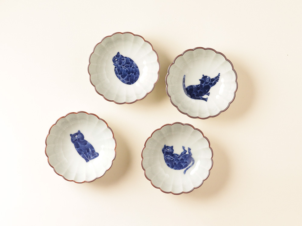 ネコ 菊小鉢 波佐見焼 | ねこ 猫