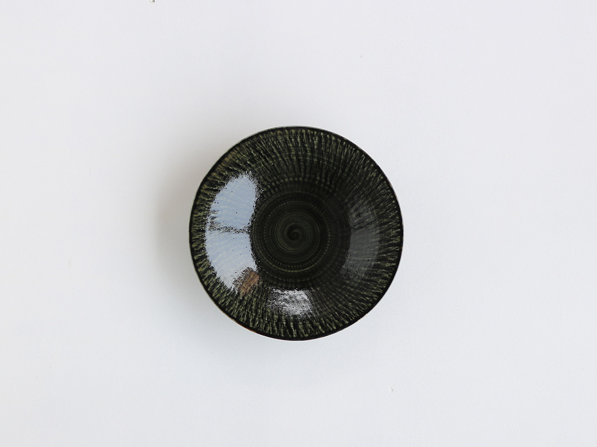 オリーブ釉 飛びかんな 6寸皿 波佐見焼