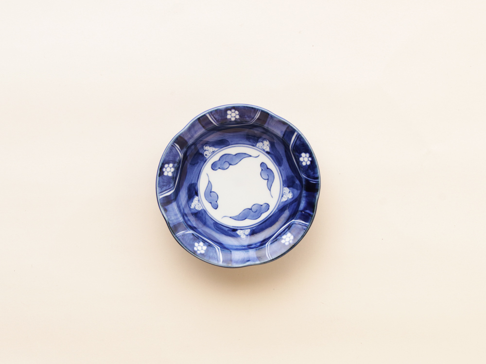 デッドストック 染付 桜 五方割 雲絵 中皿 有田焼