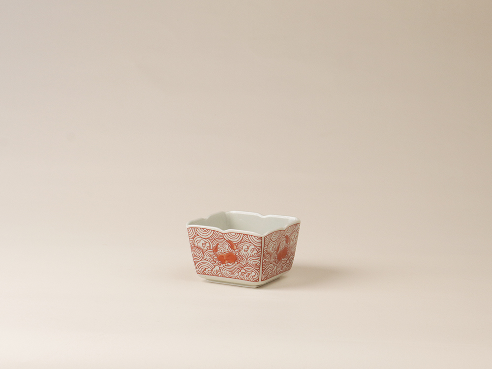 デッドストック 荒波にもまれる蟹 角小鉢 有田焼 | カニ かに