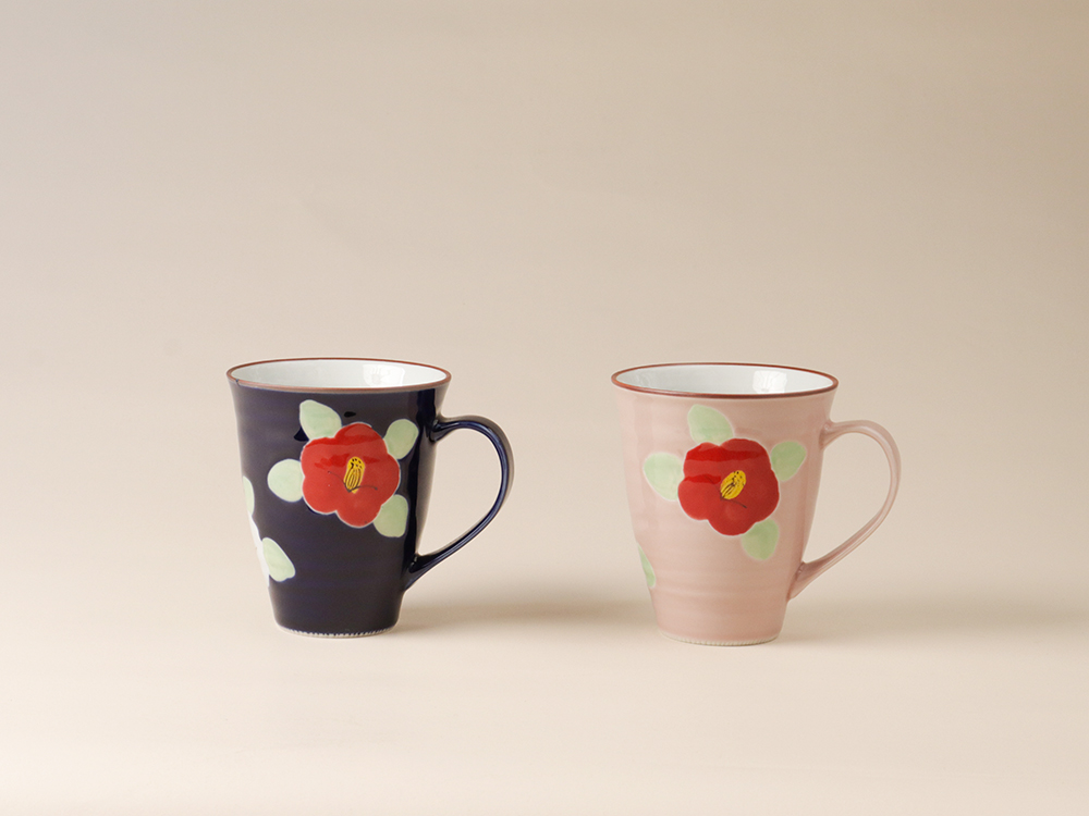 釉彩 椿 マグカップ 波佐見焼