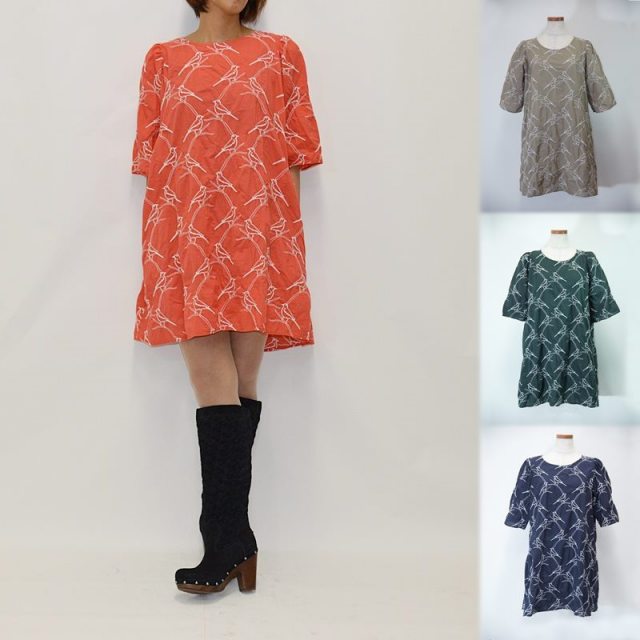 LUEUF】鳥刺繍 ワンピース 
