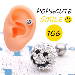 ［16G］POPでCUTE！！キラキラ360度可愛い大粒パヴェスマイル♪クリスタルカラー♪軟骨ピアスボディピアス 0394